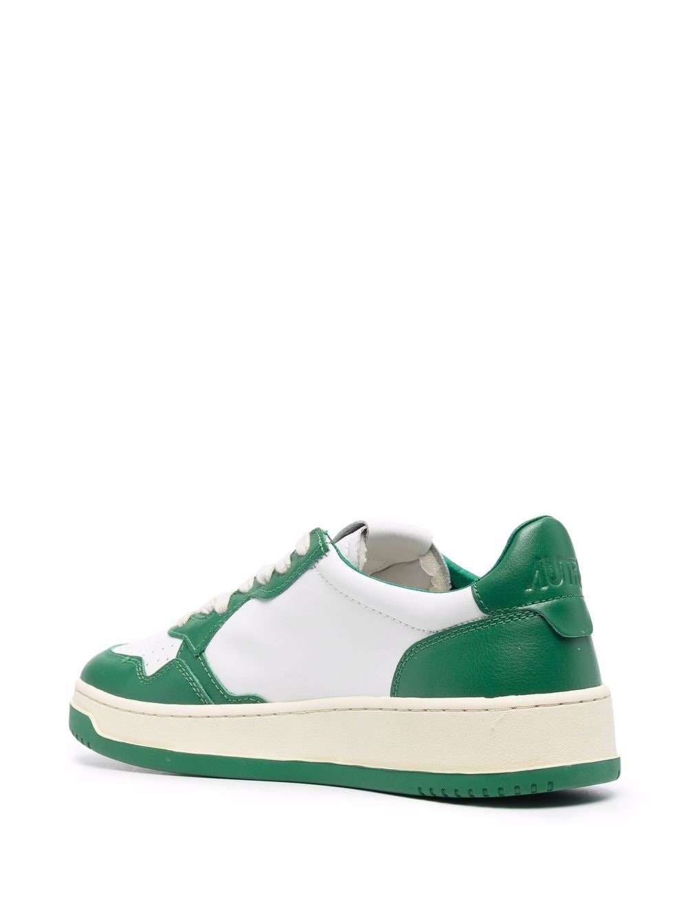 baskets en cuir blanc et vert