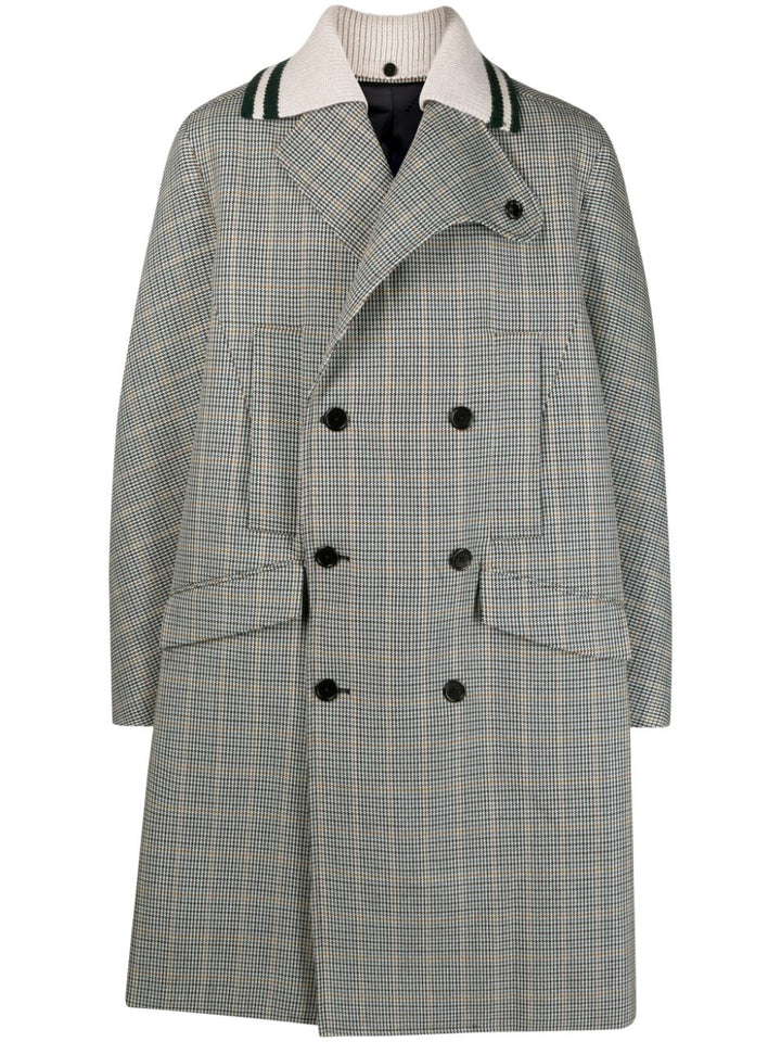 double-breasted houndstooth coat