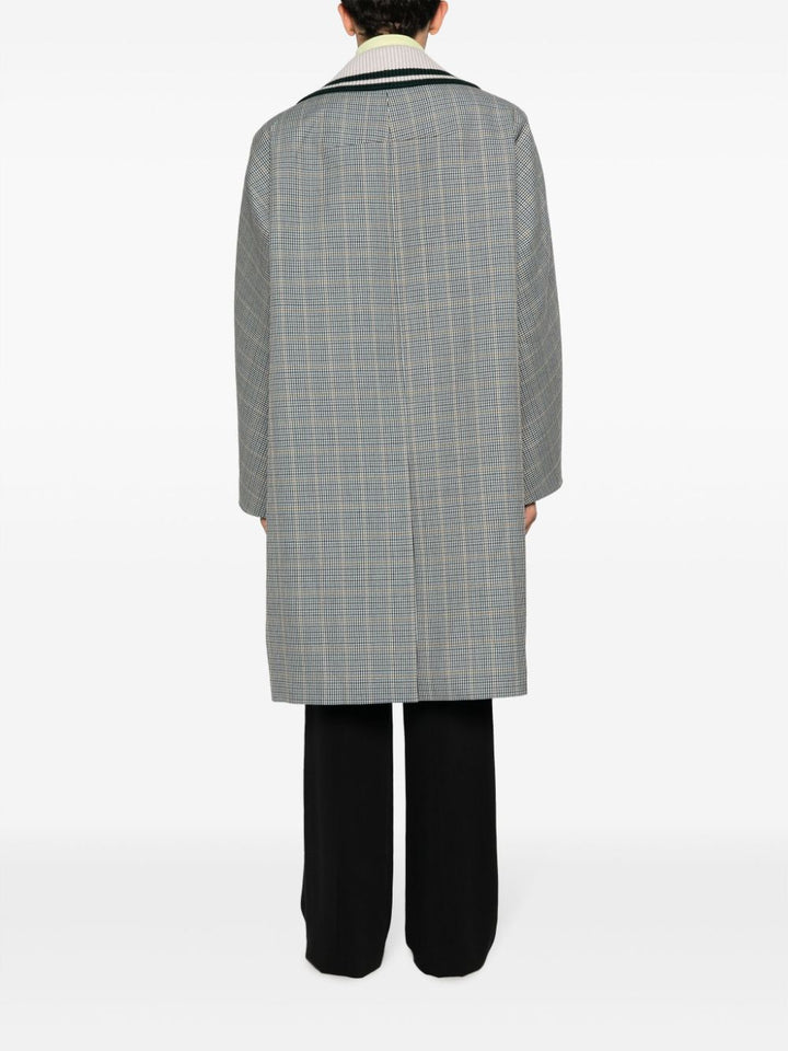 double-breasted houndstooth coat