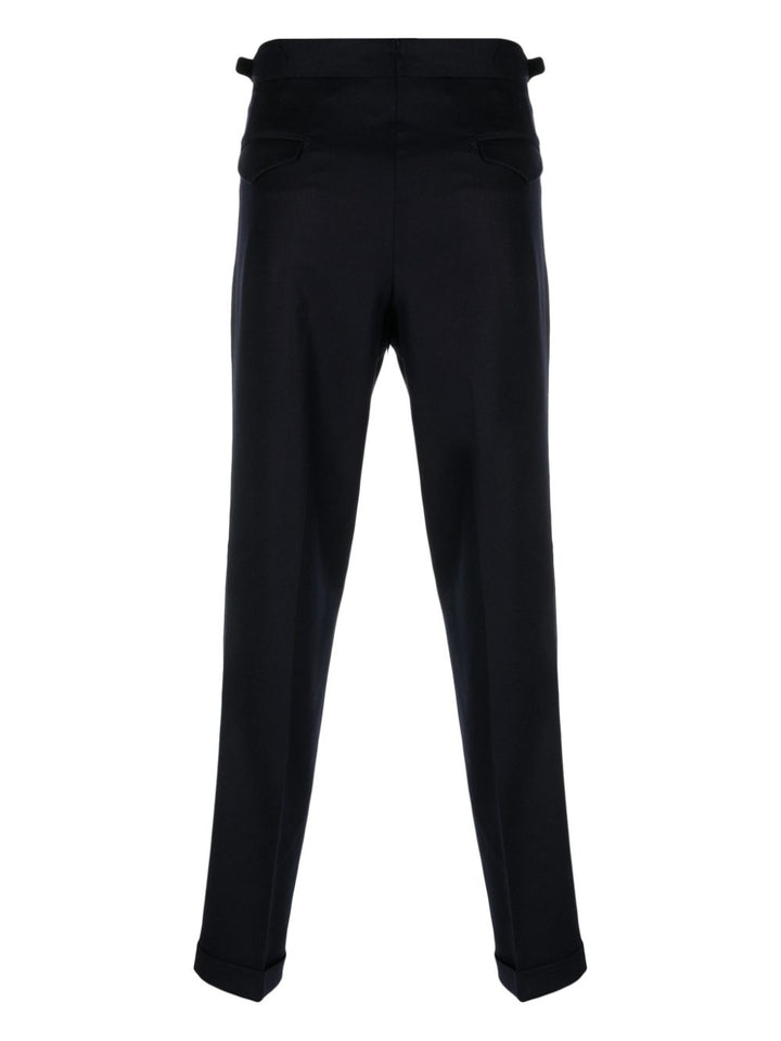 blue quarter trousers with buckle