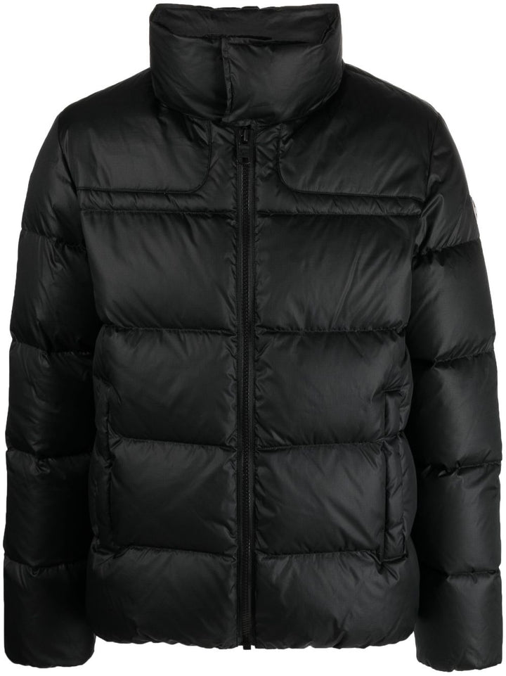 black logopatch down jacket