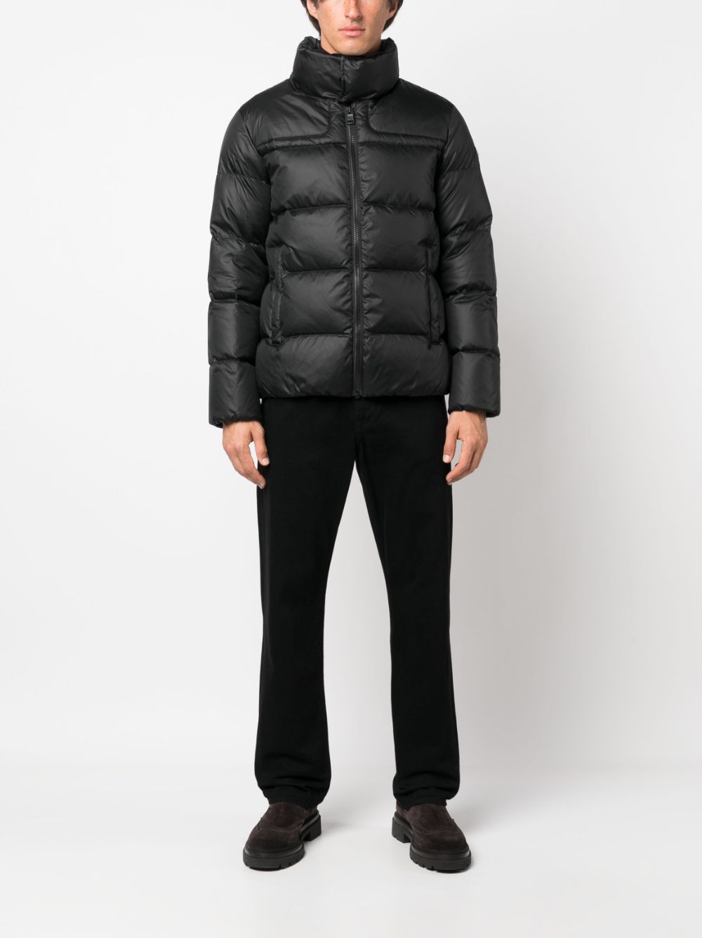 black logopatch down jacket