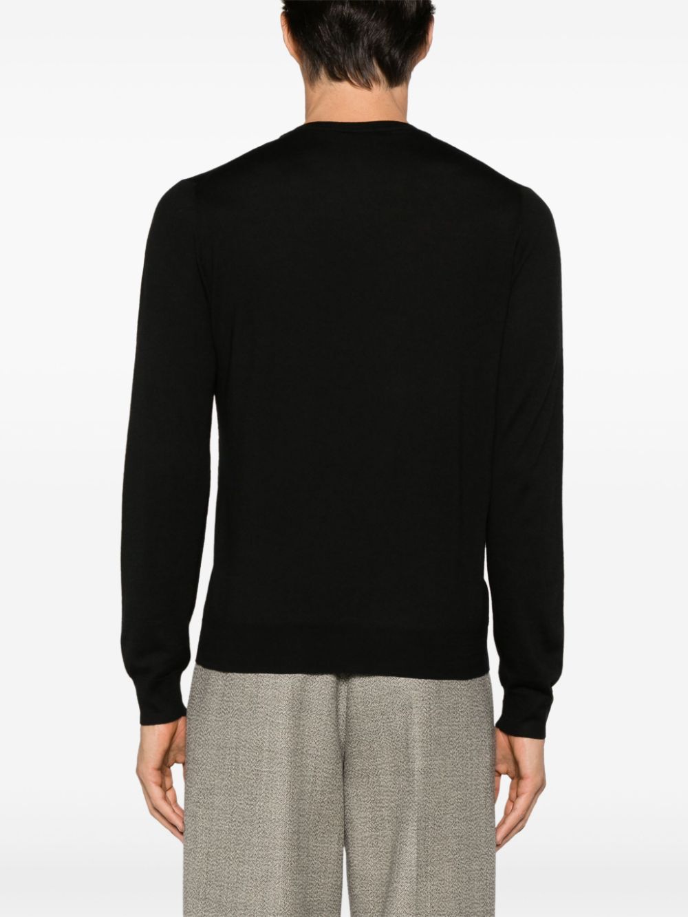 black sweater in thin wool