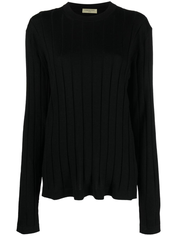 black ribbed sweater