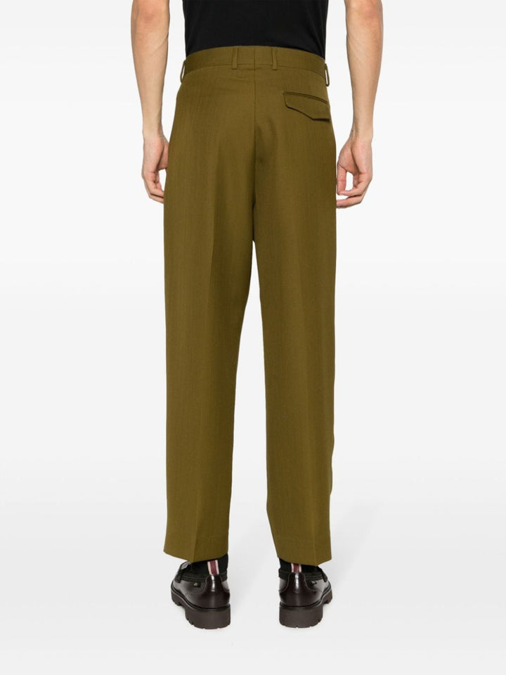 green crop trousers