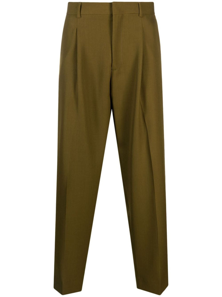 green crop trousers