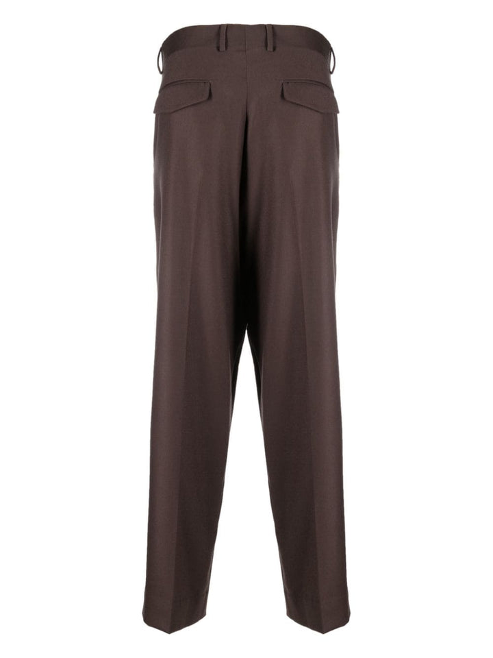 Coffee-colored wool trousers