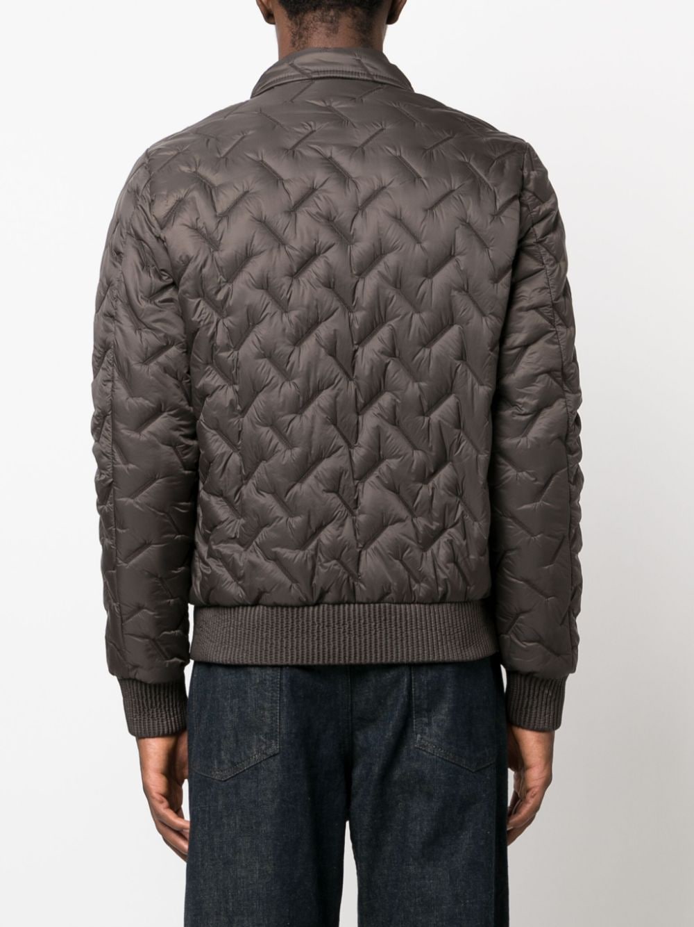 Coffee-colored quilted down jacket