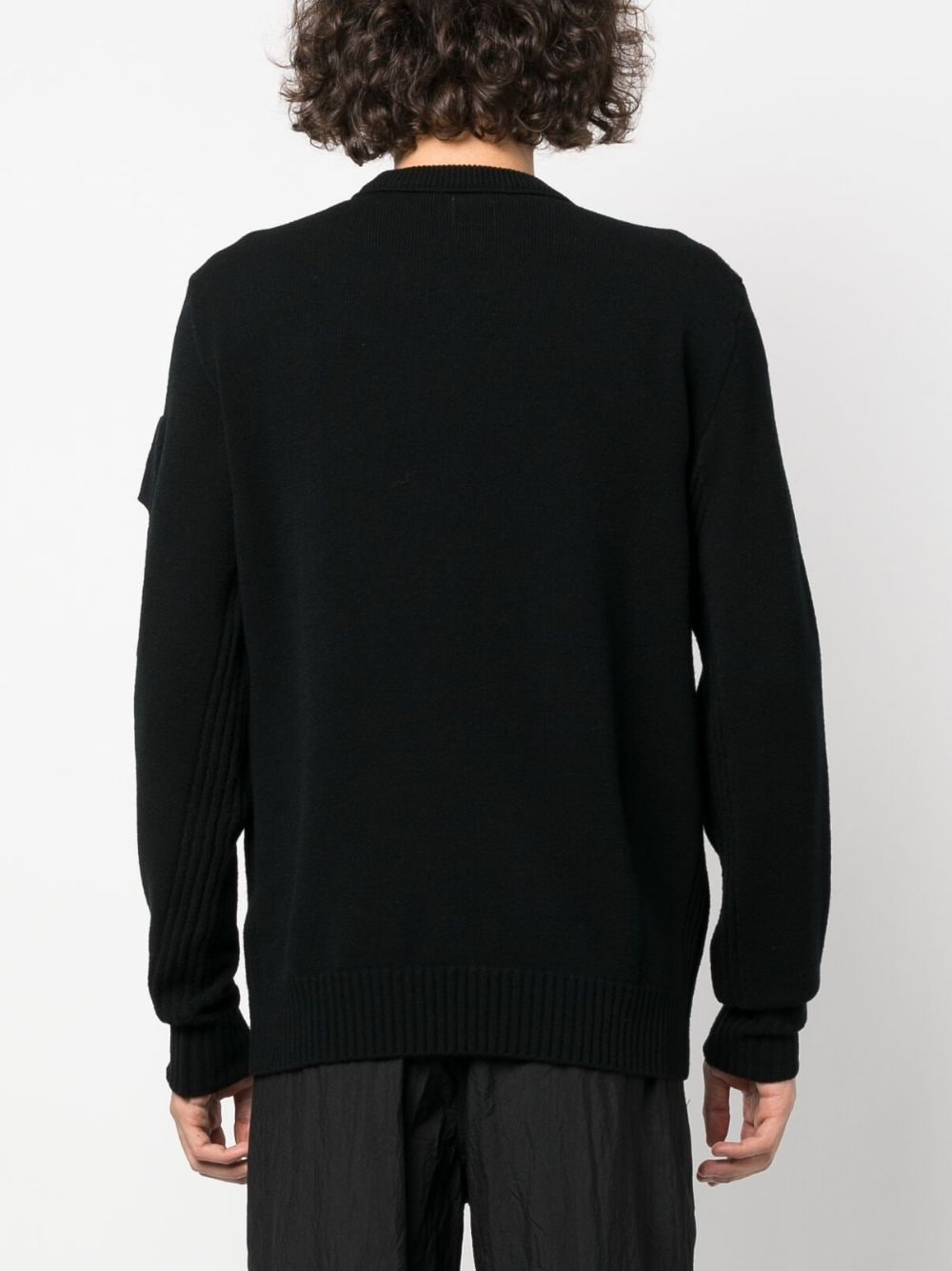 black thin wool crew neck