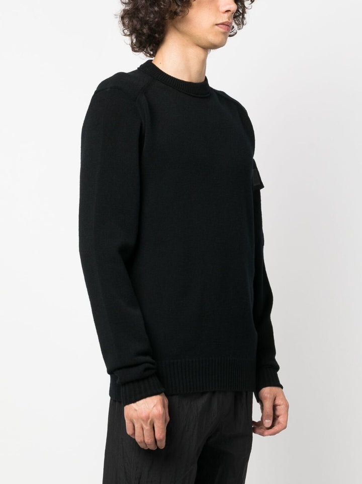 black thin wool crew neck