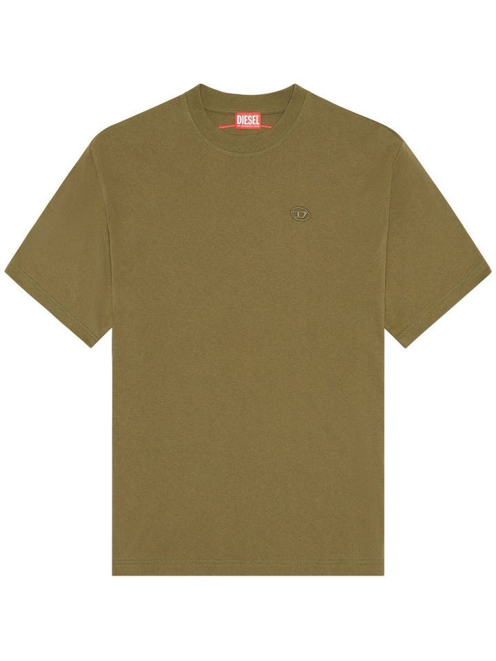 t-shirt verde oliva con stampa