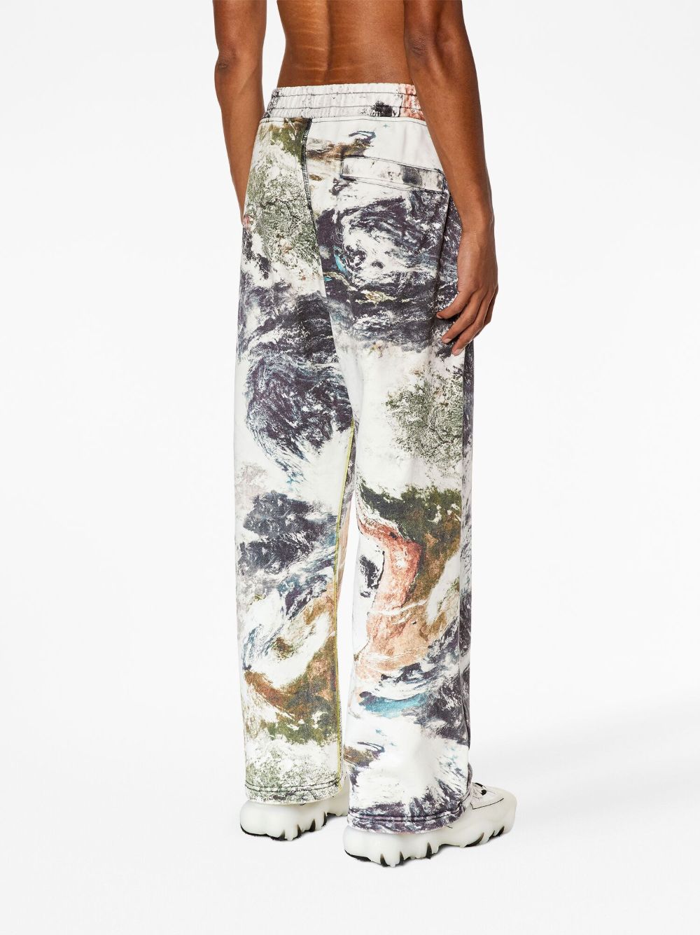 multicolored print trousers