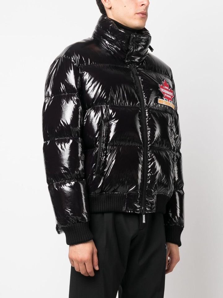 Black paint effect down jacket