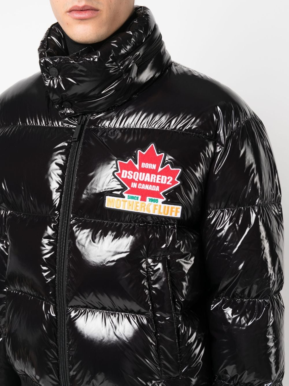 Black paint effect down jacket