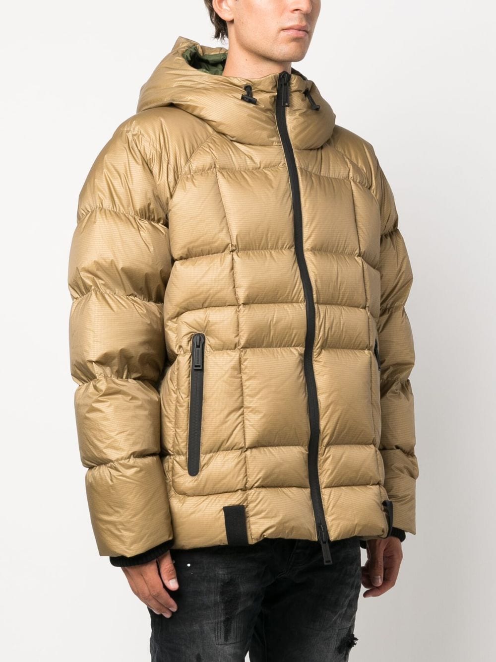 hazelnut down jacket with hood