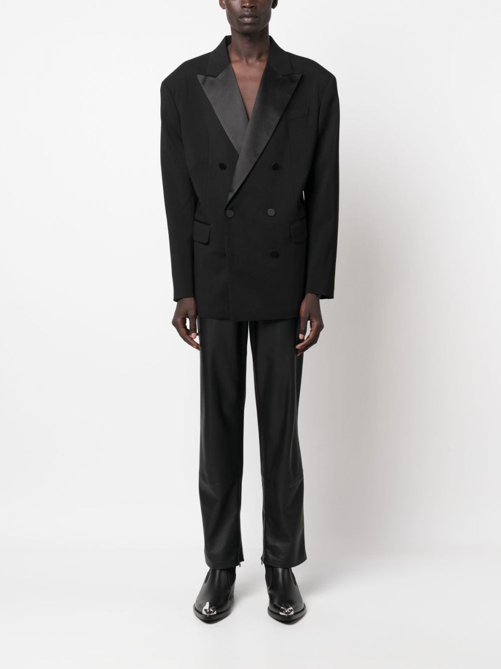 black blazer with silk lapels