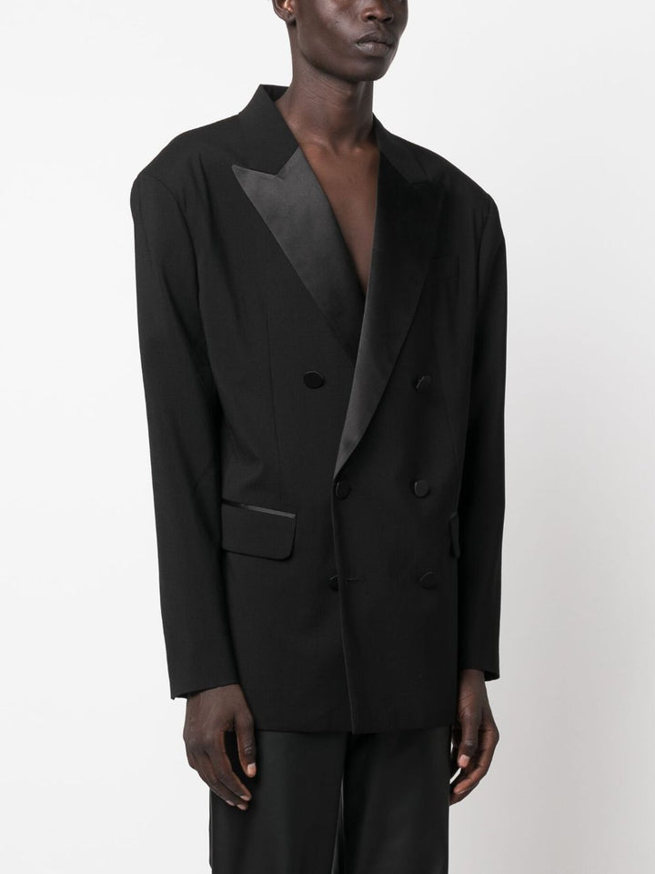 blazer noir avec revers en soie