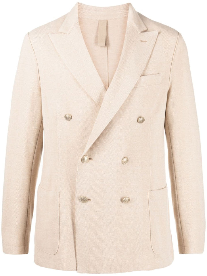 beige double breasted blazer