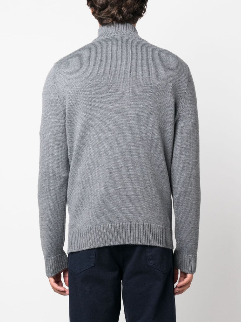 gray turtleneck with buttons