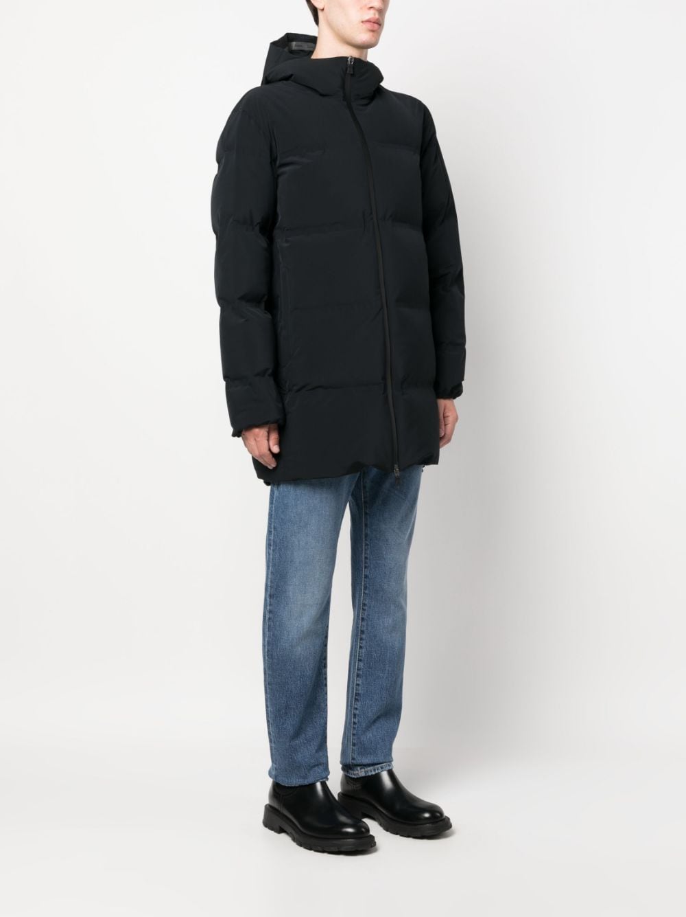 dark blue zipped down jacket