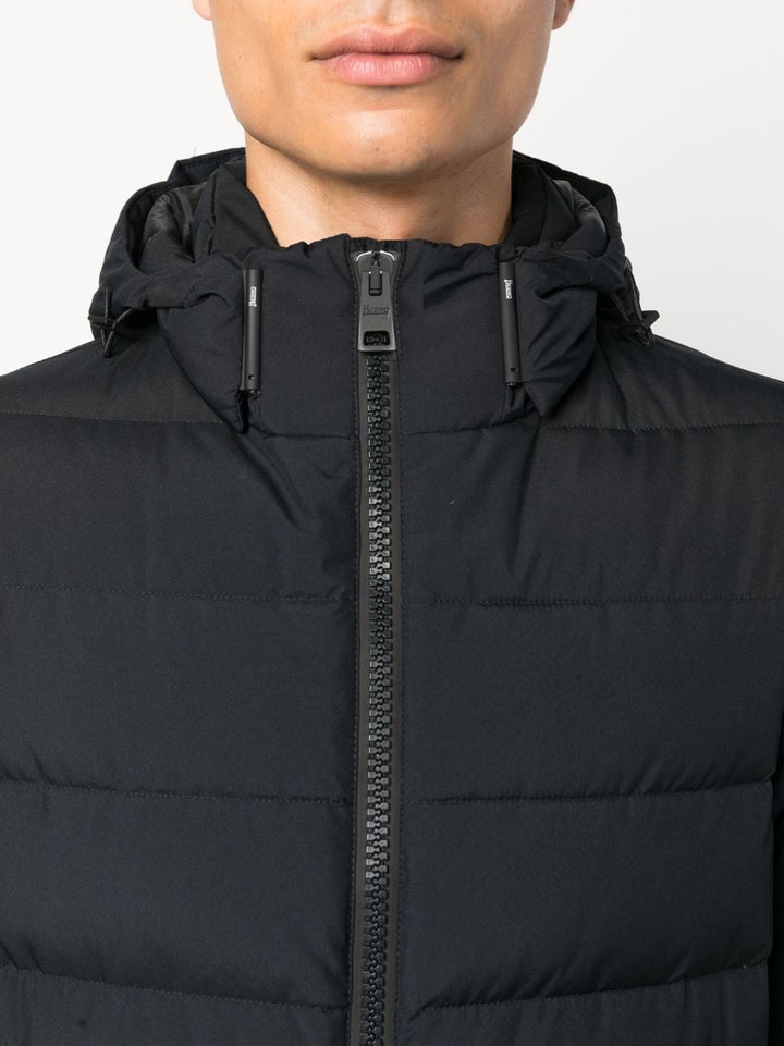 blue quilted down jacket