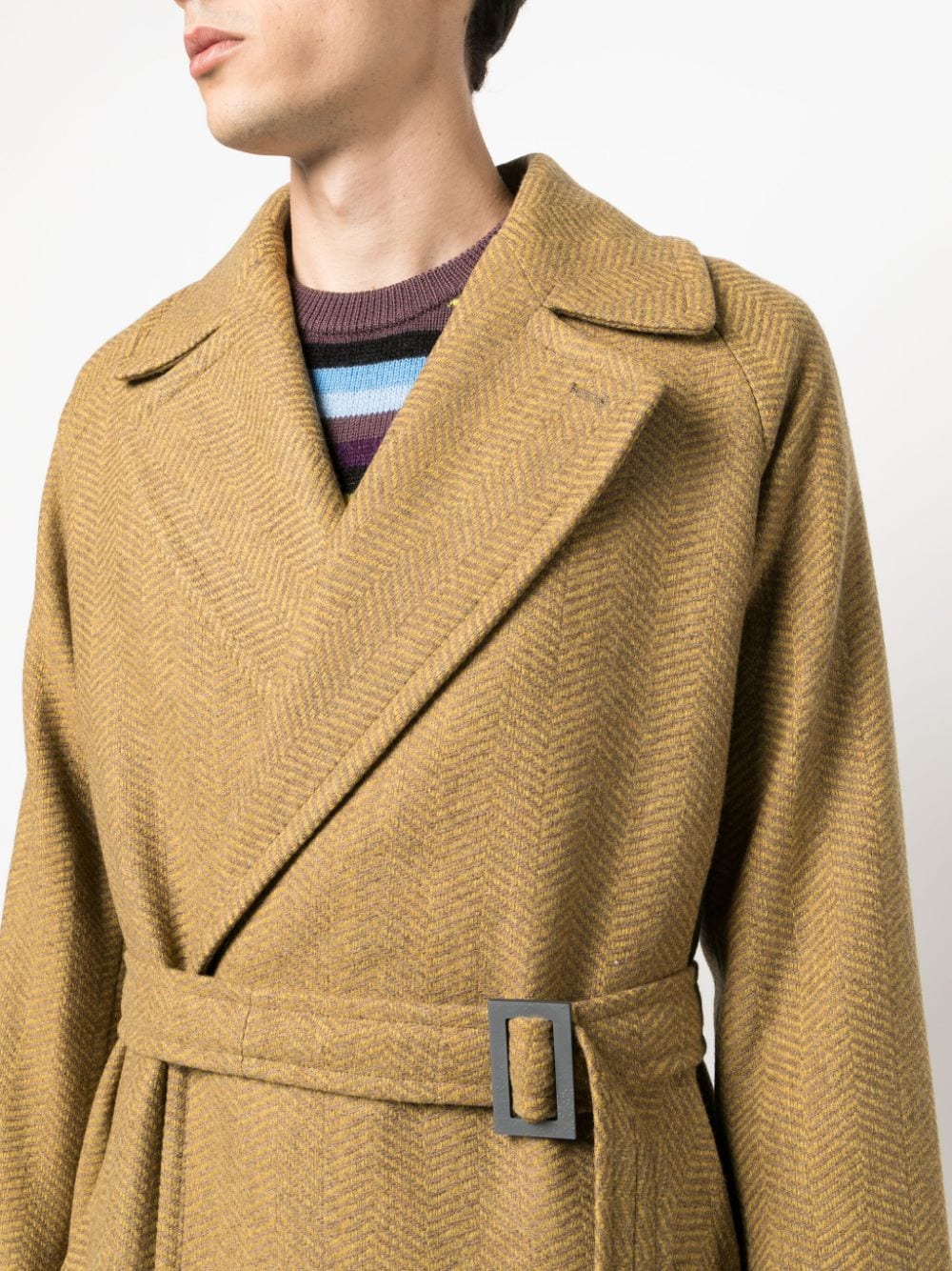 cappotto giallo mostarda con cintura<BR/>