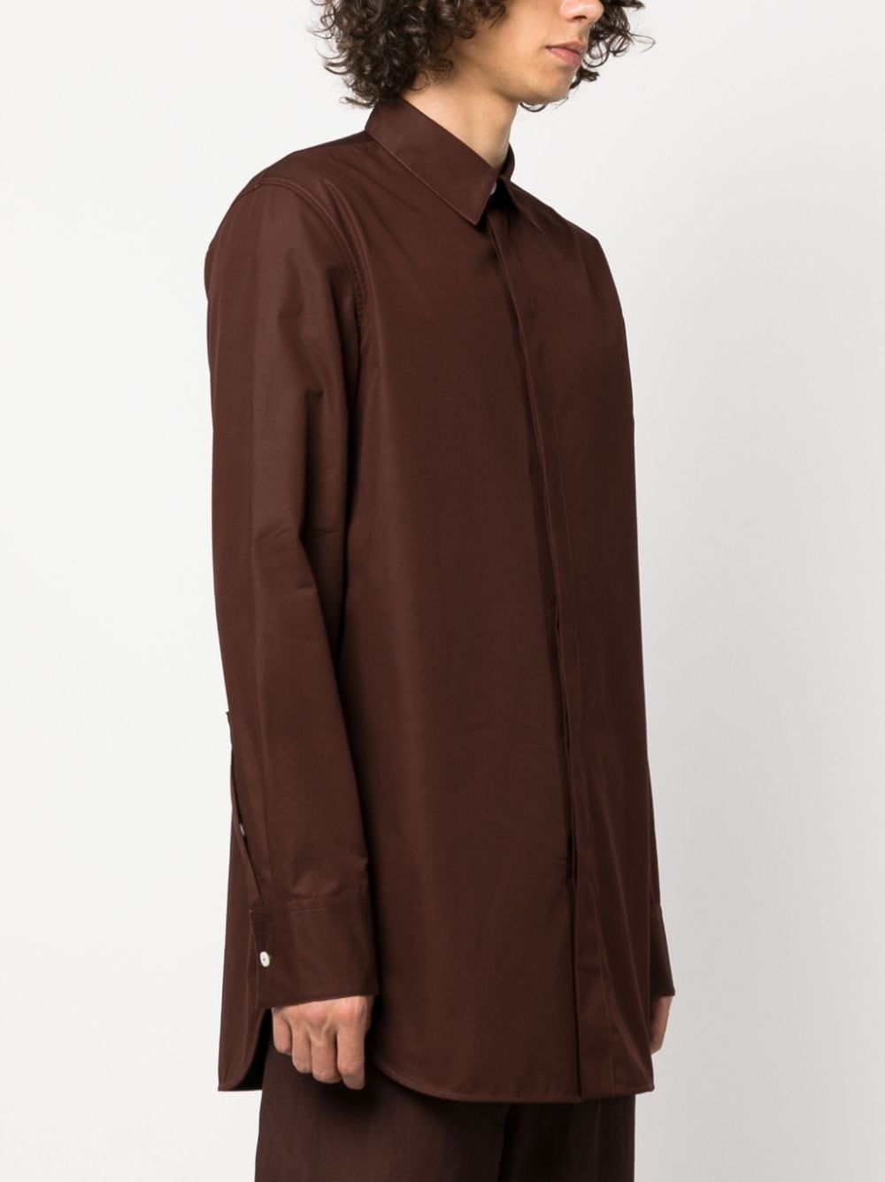 brown long sleeve shirt