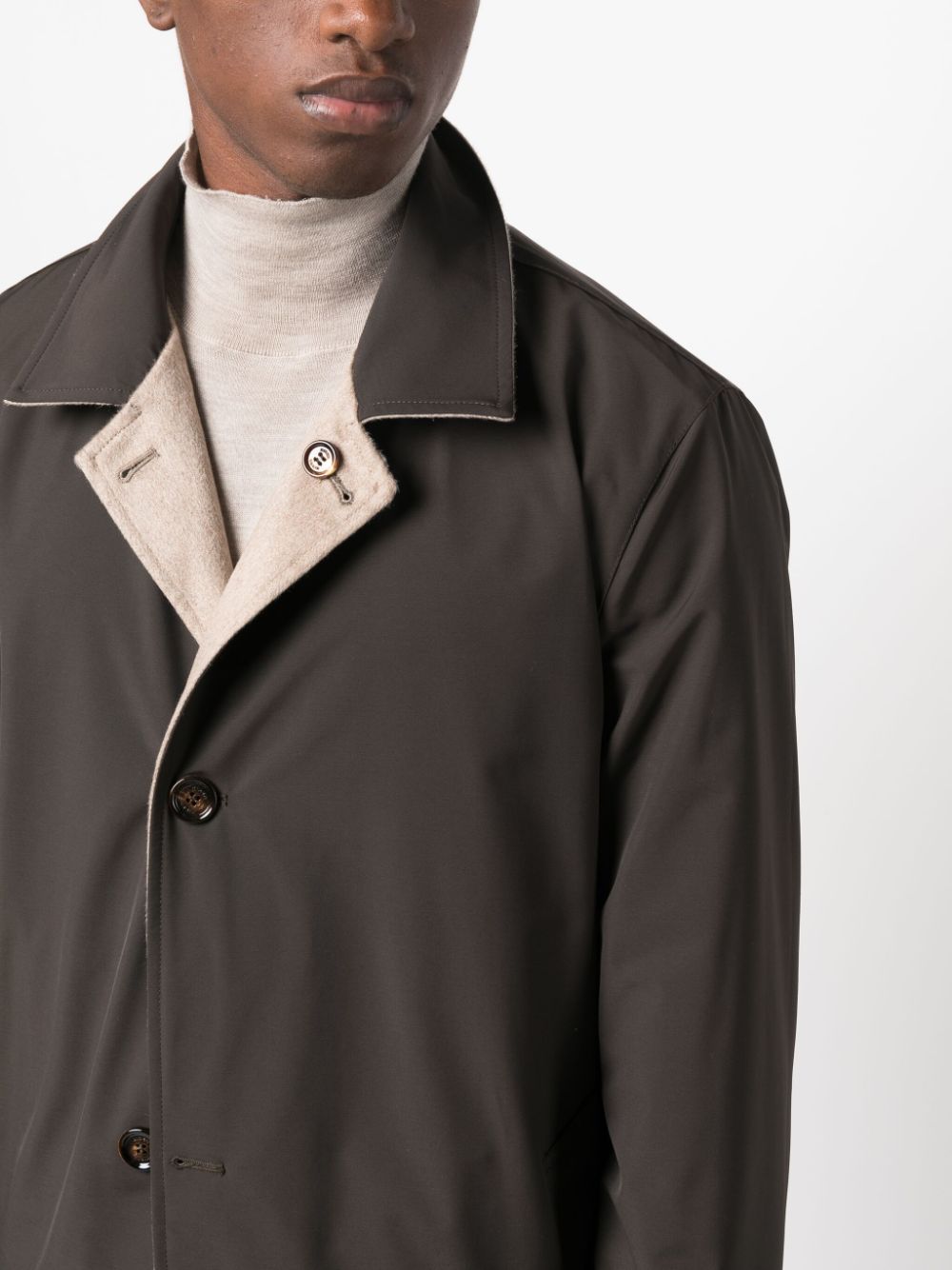 beige single-breasted coat