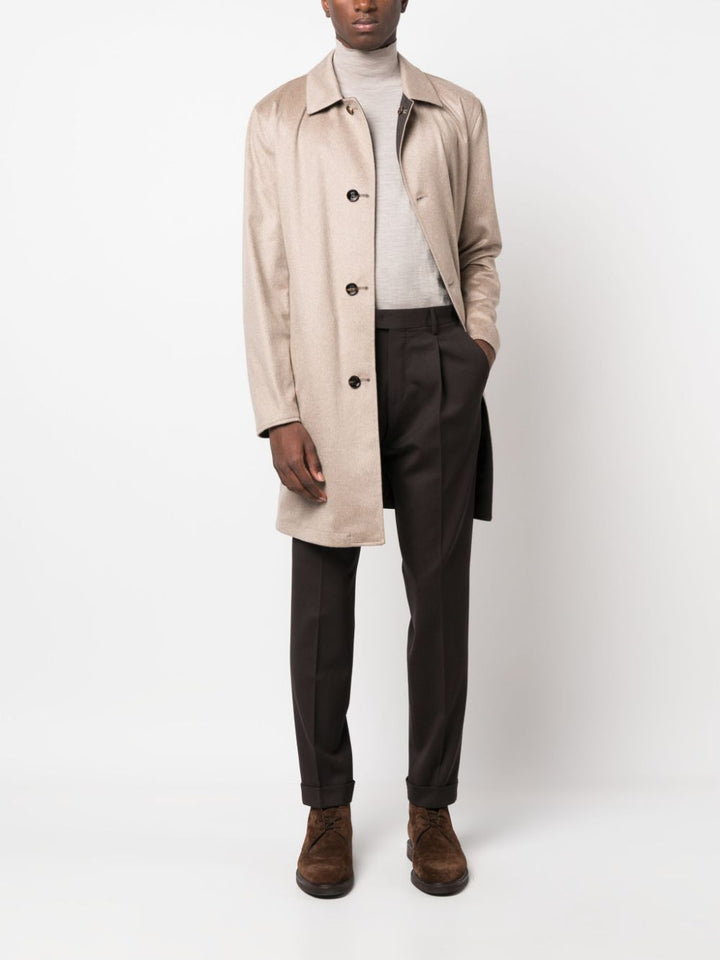 beige single-breasted coat