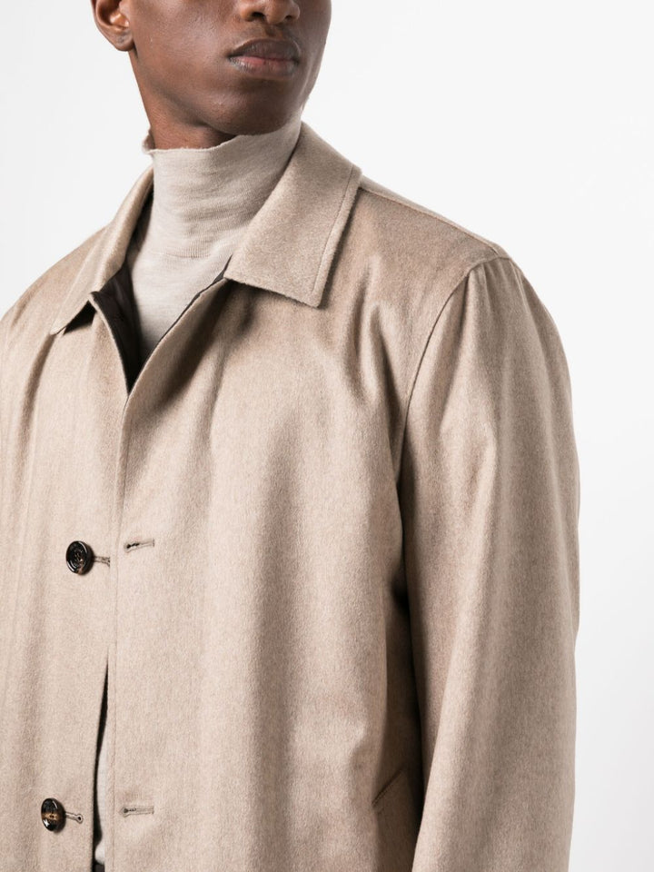 beige single-breasted coat