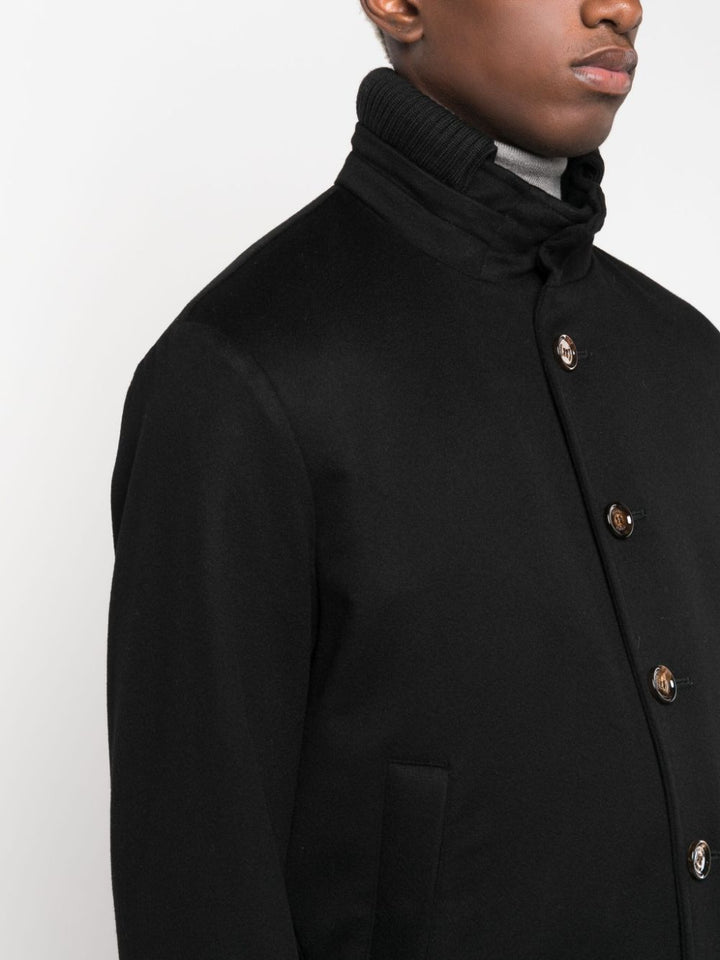 black wool bomber