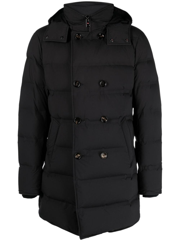 double-breasted black padded jacket