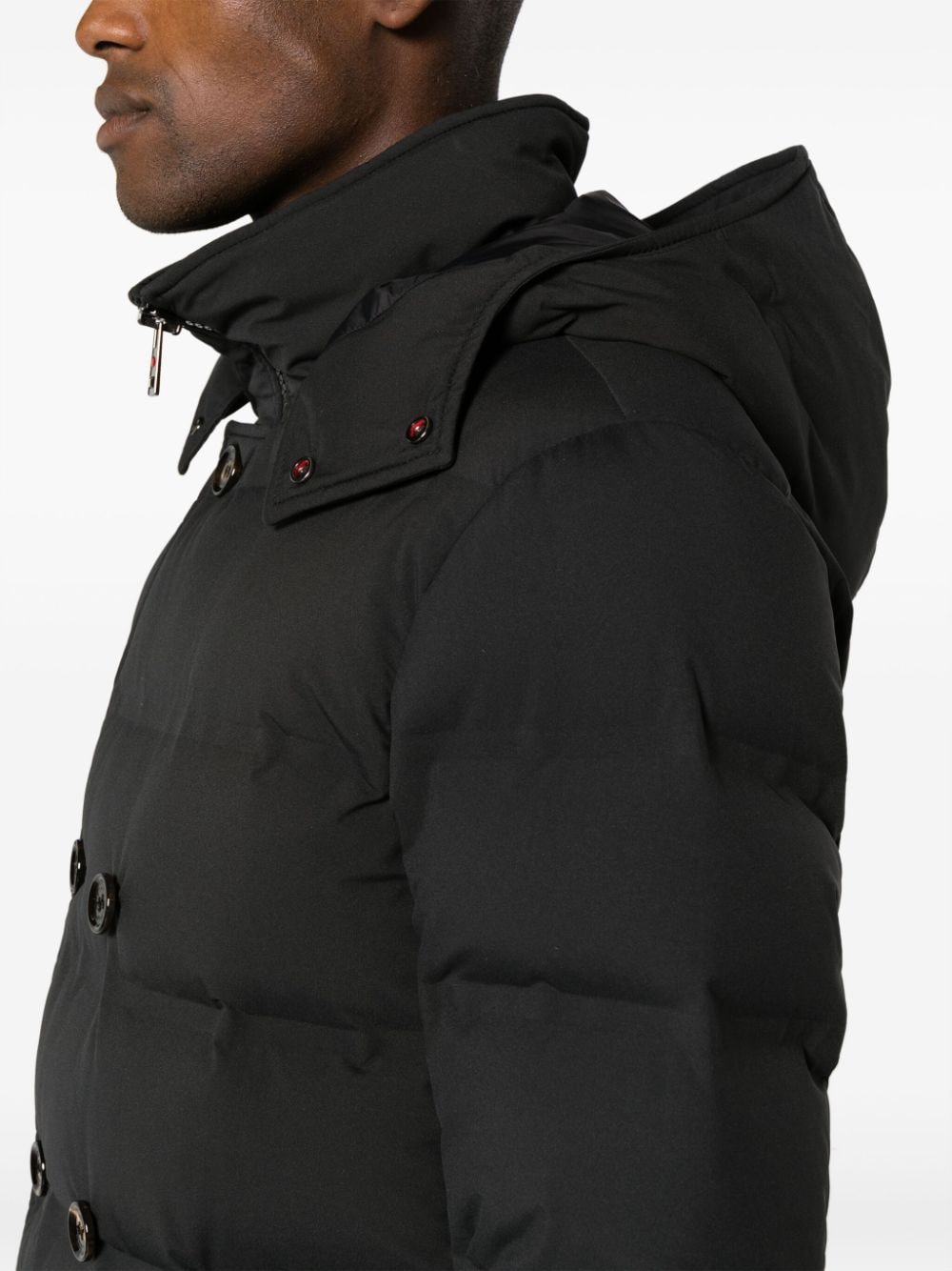 double-breasted black padded jacket