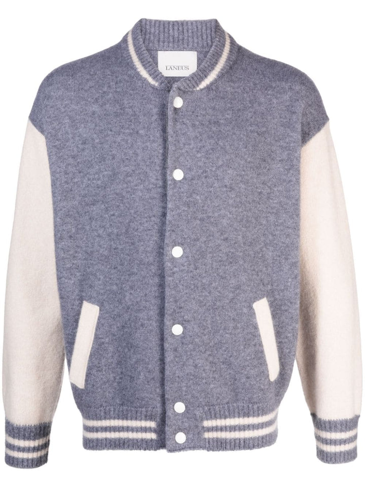 bomber varsity bicolore grigio e panna