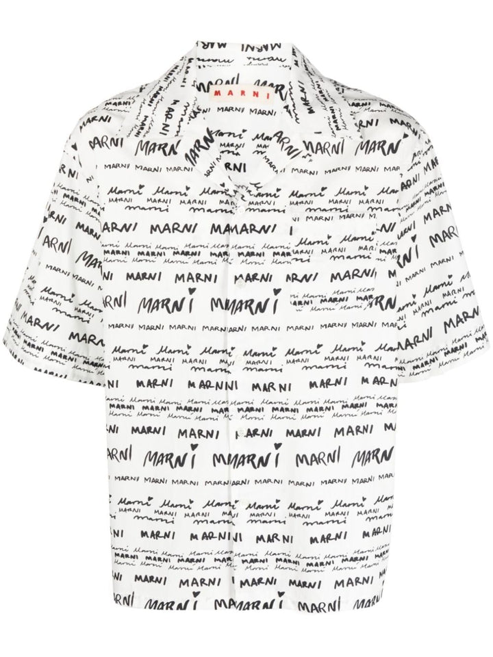 white shirt with all over logo