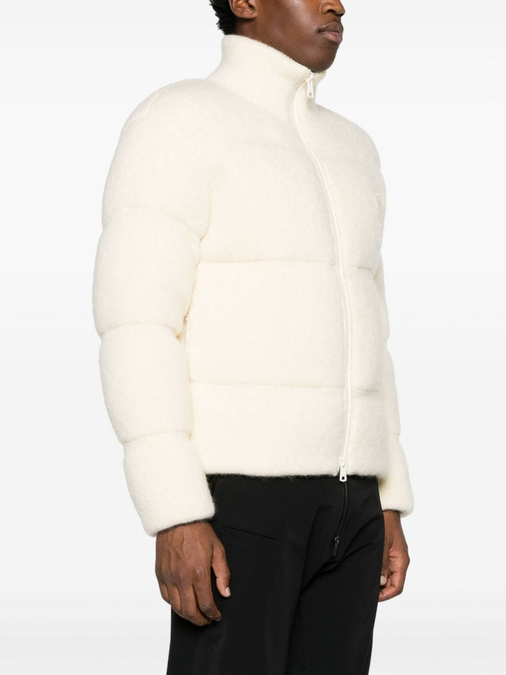 Cream mohair wool down jacket