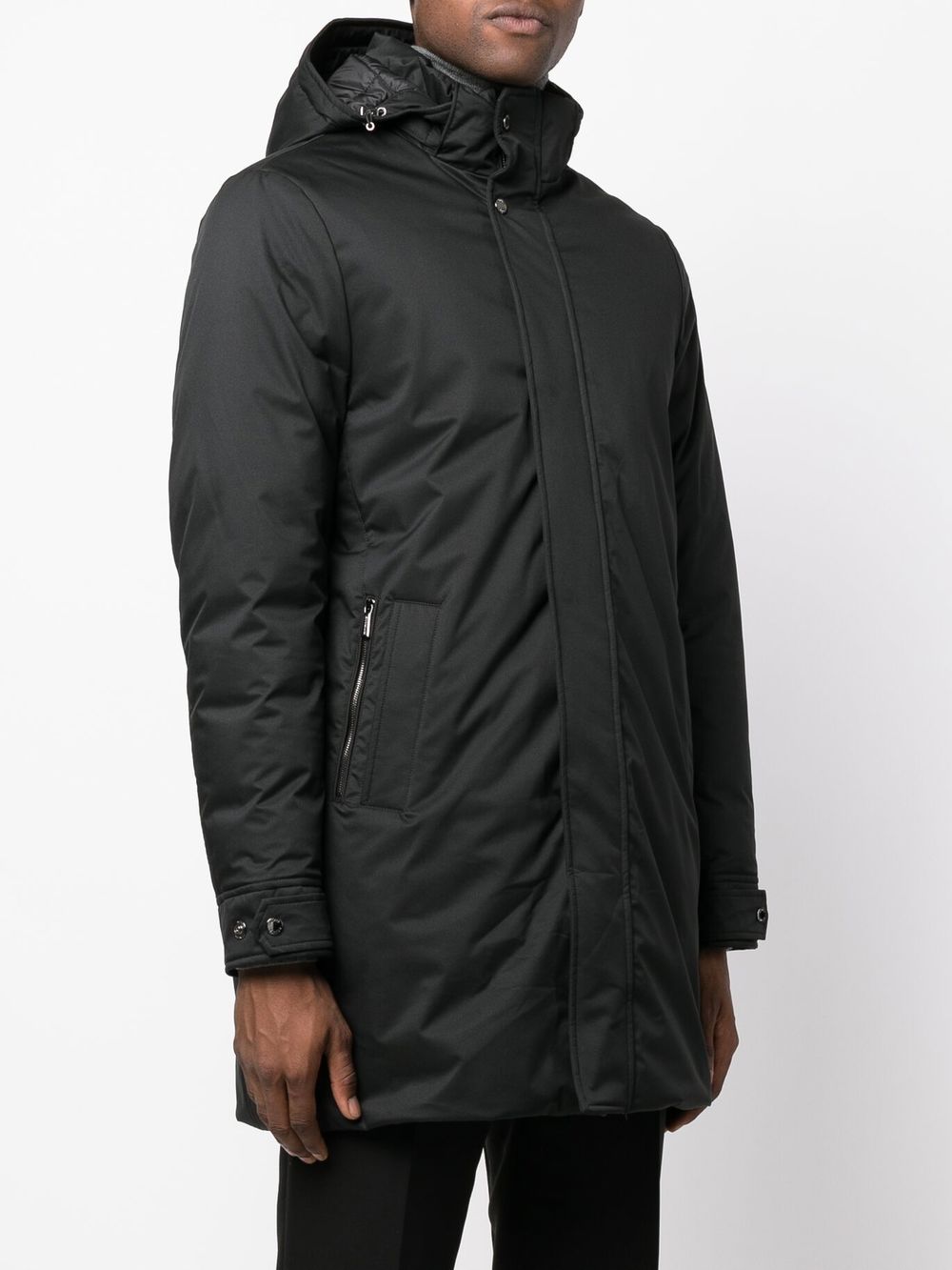 black down jacket with hood