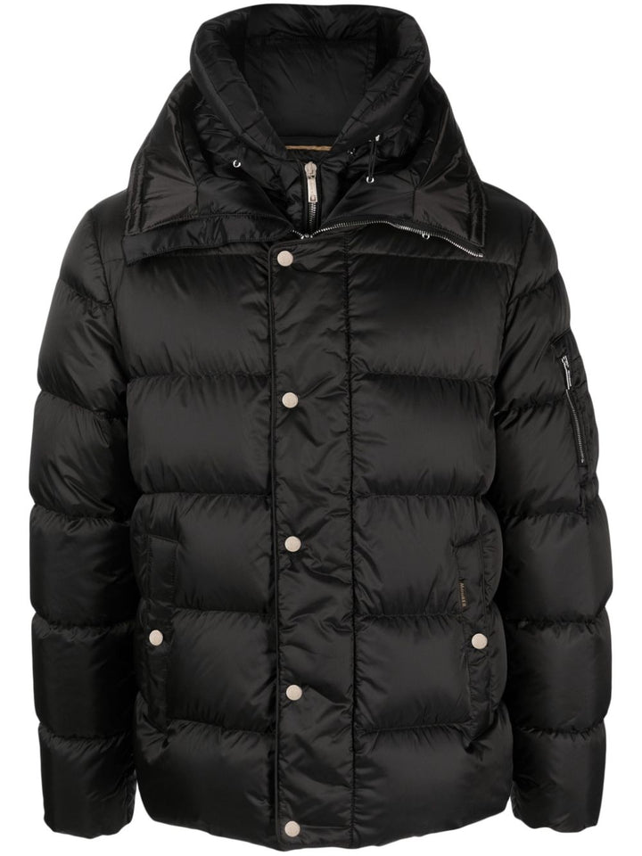 black hooded down jacket