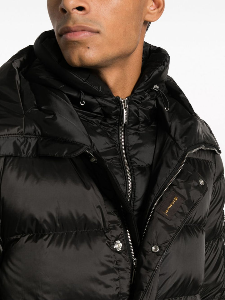 black hooded down jacket