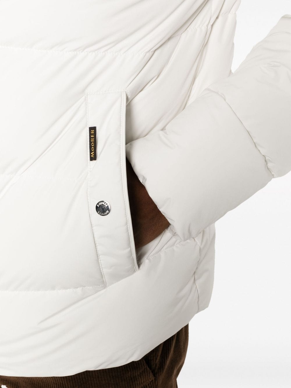 white hooded down jacket