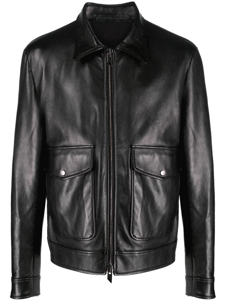 black leather jacket