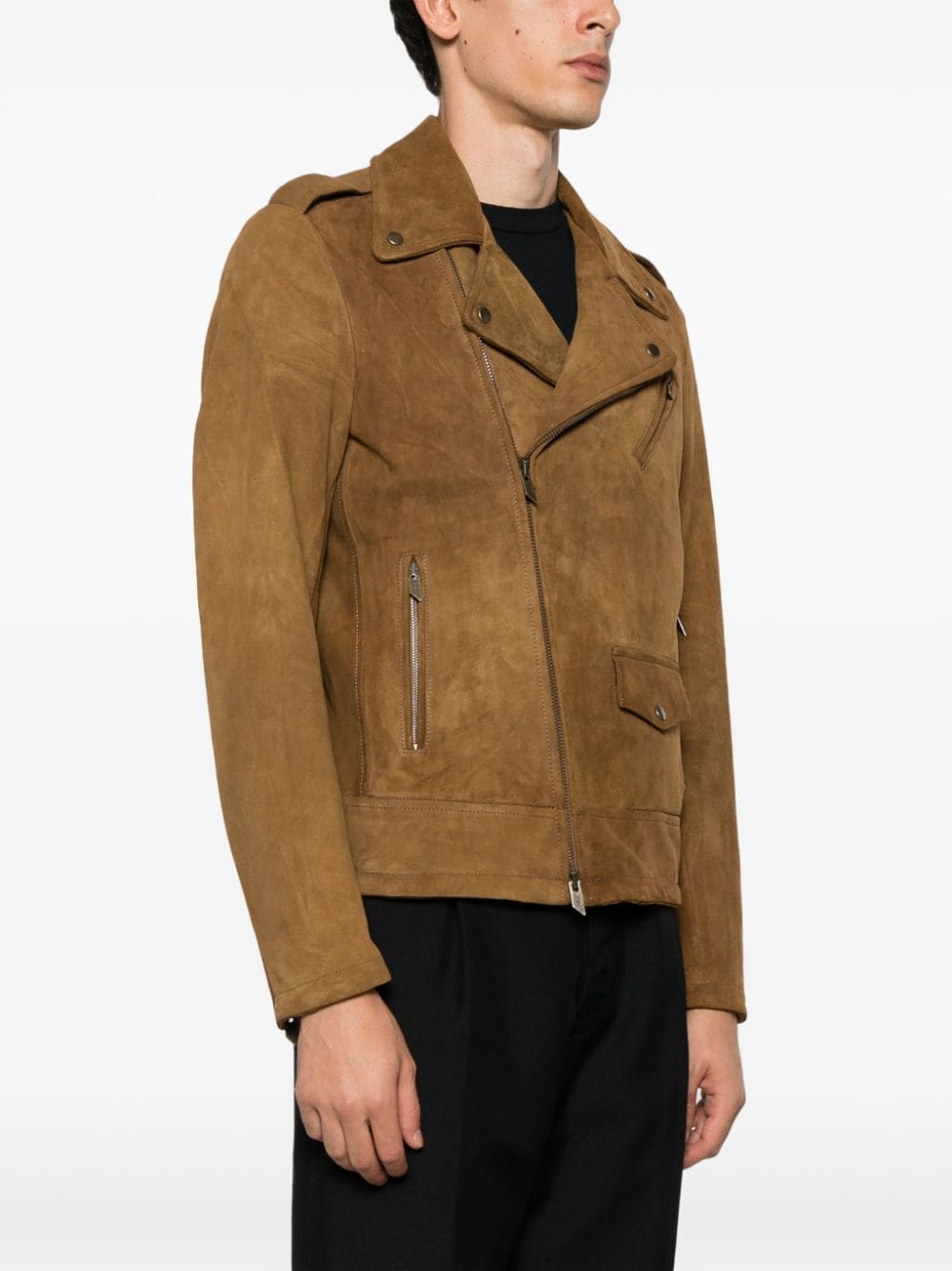 camel suede biker jacket