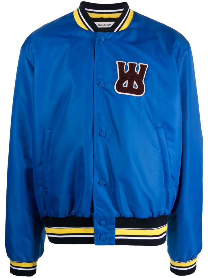 electric blue bomber jacket with patch