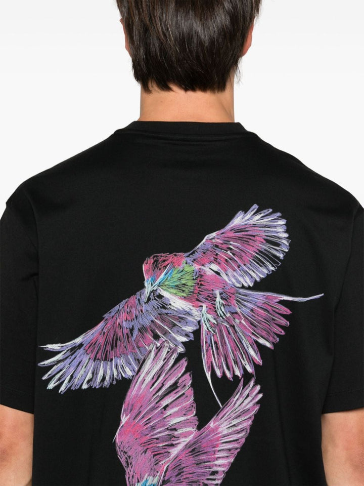 T-shirt nera stampa birds