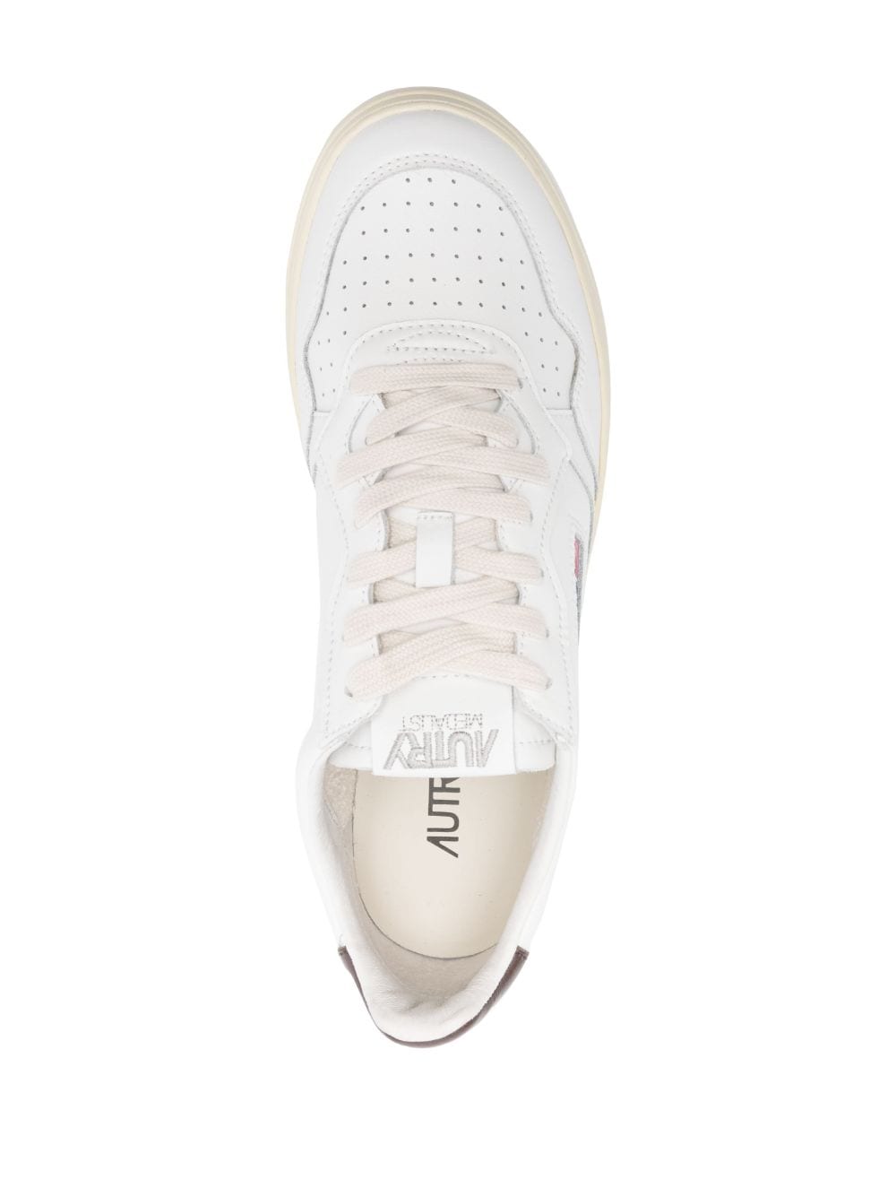 Sneaker bianca talloncino marrone