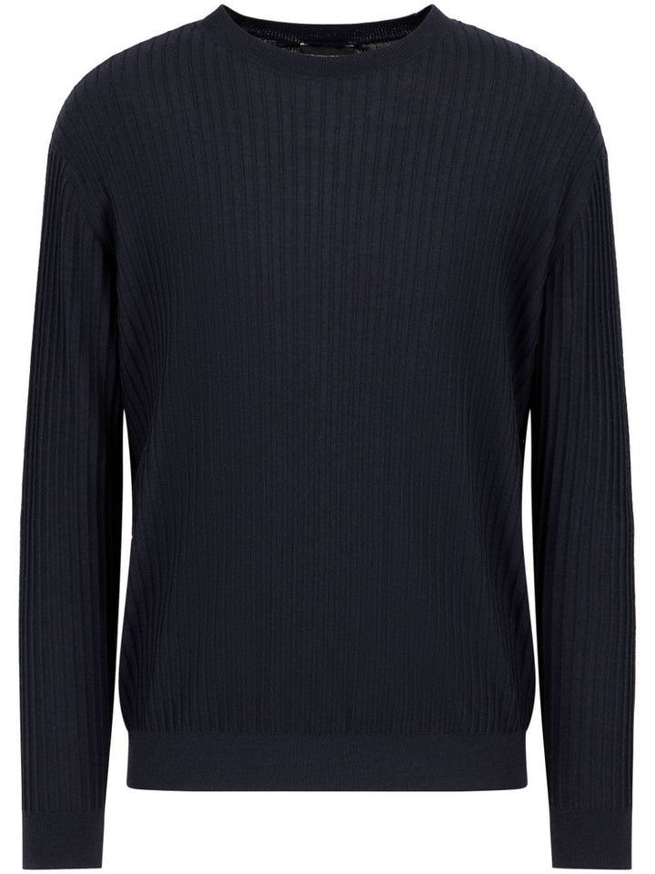 Maglione blu navy a coste