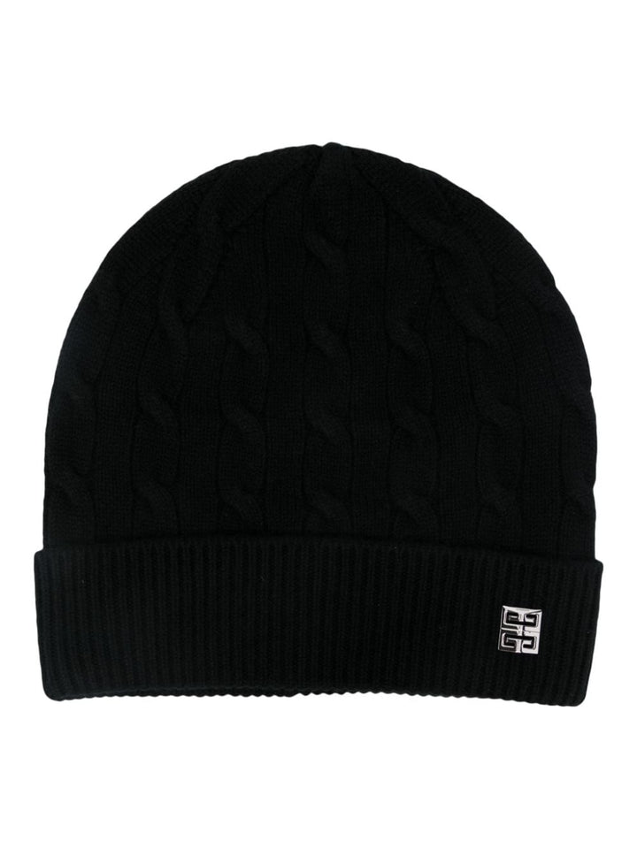 Beanie nero a trecce