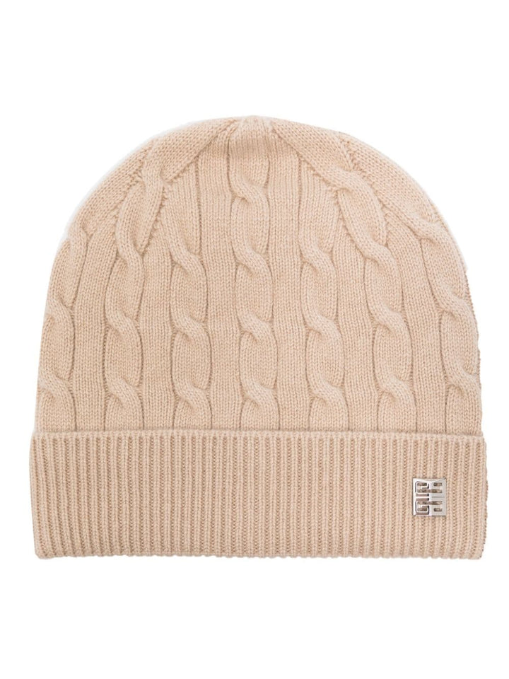 Beanie beige a trecce