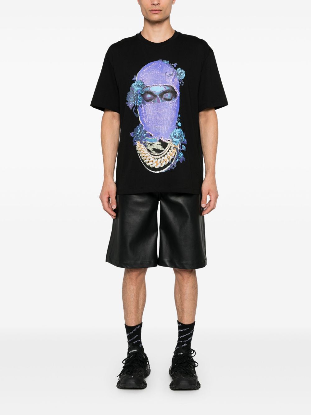 T-shirt nera mask black roses