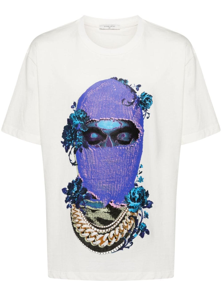 T-shirt bianca mask black roses